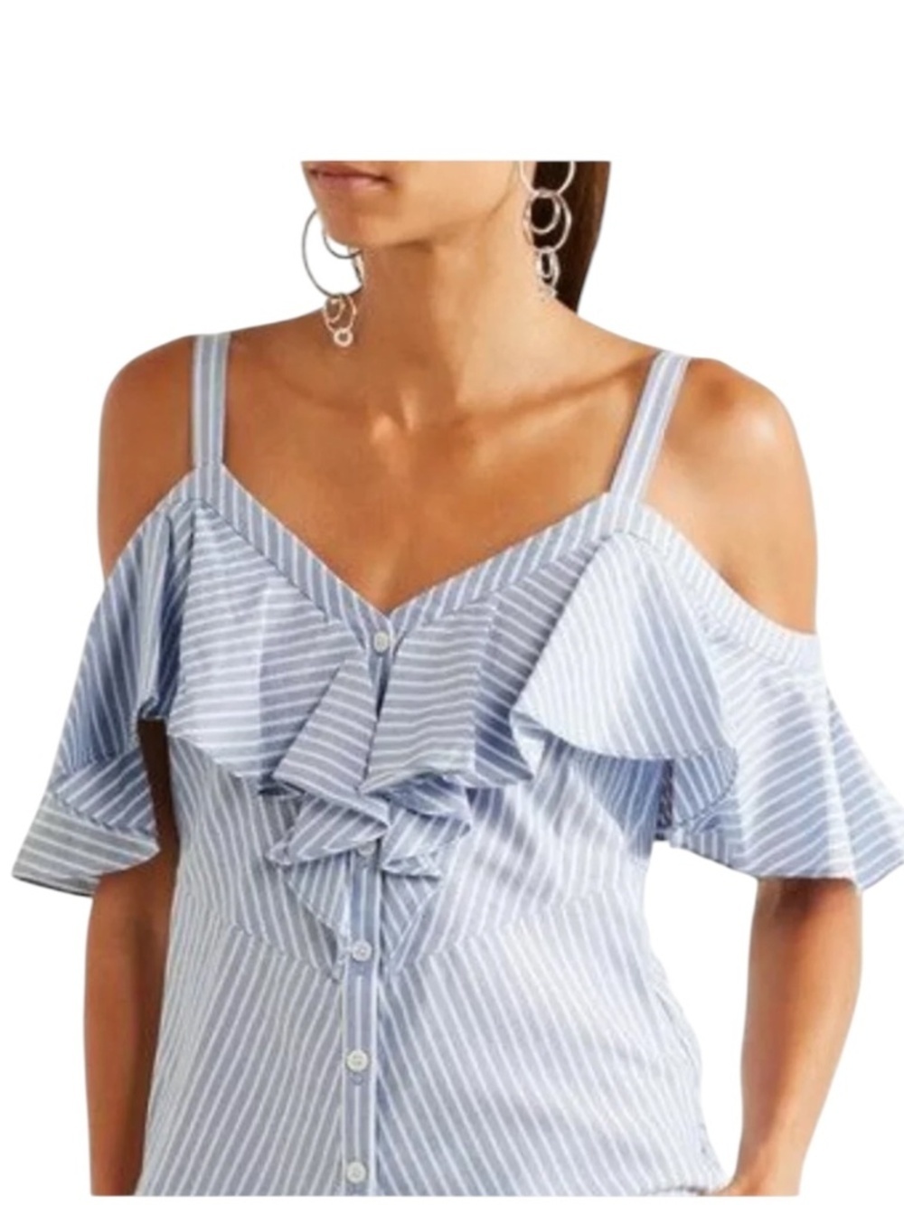 Veronica Beard Grant Cold Shoulder V-Neck Button Top Size 0 Adjustable Straps